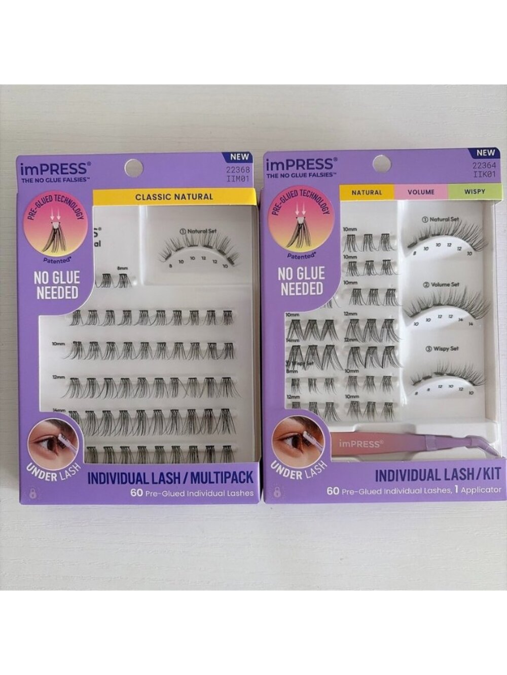 2-pack Impress Falsies Lash Kit 60 ct & Cluster Classic Natural 50 ct 8mm-14mm
